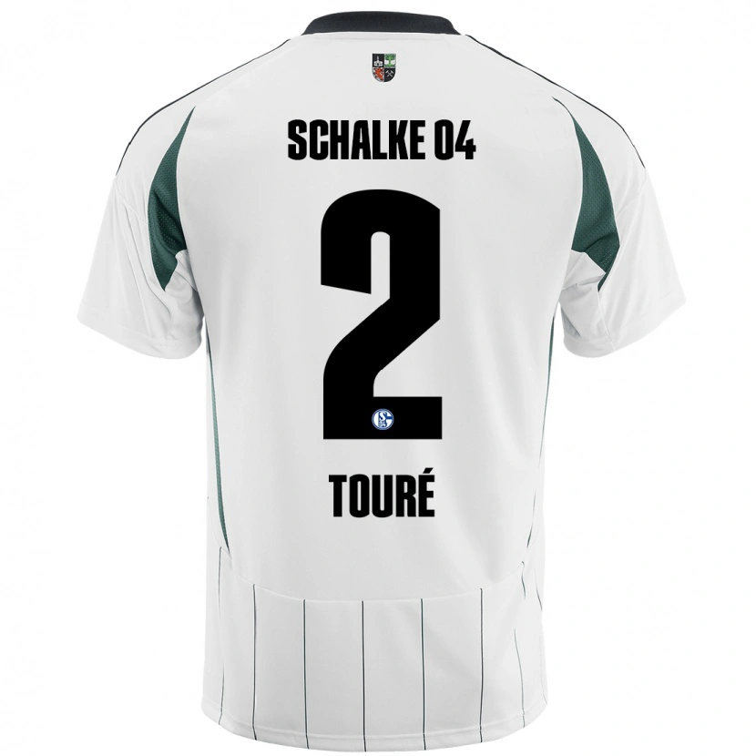 Danxen Uomo Maglia Tidiane Touré #2 Bianco Verde Kit Gara Away 2024/25 Maglietta