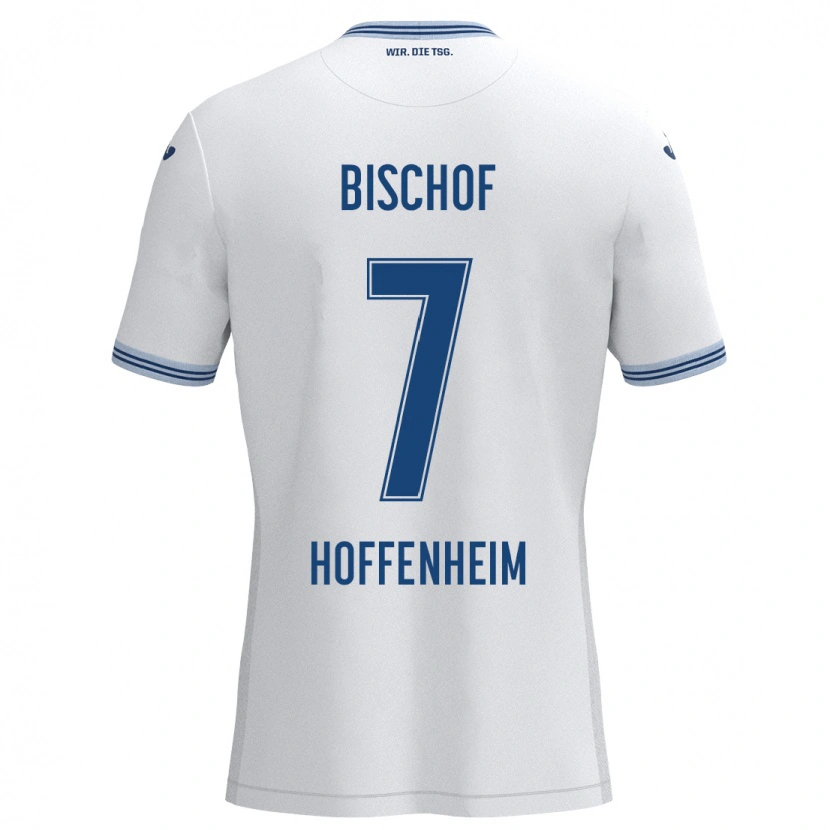 Danxen Uomo Maglia Tom Bischof #7 Bianco Blu Kit Gara Away 2024/25 Maglietta