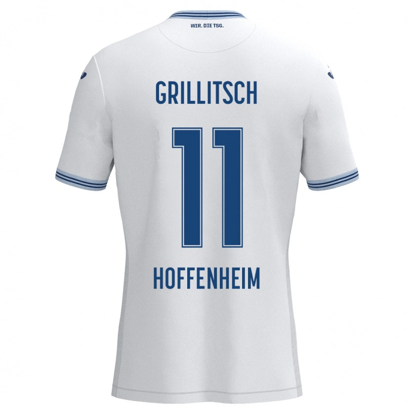 Danxen Uomo Maglia Florian Grillitsch #11 Bianco Blu Kit Gara Away 2024/25 Maglietta