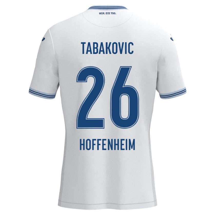 Danxen Uomo Maglia Haris Tabakovic #26 Bianco Blu Kit Gara Away 2024/25 Maglietta