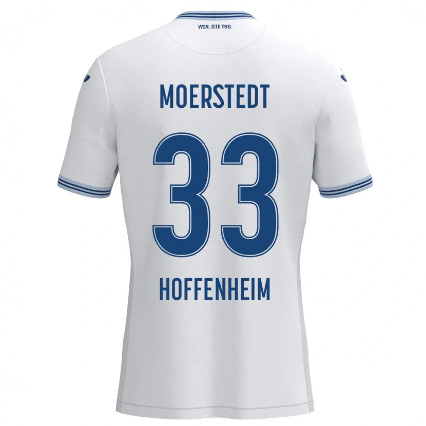 Danxen Uomo Maglia Max Moerstedt #33 Bianco Blu Kit Gara Away 2024/25 Maglietta