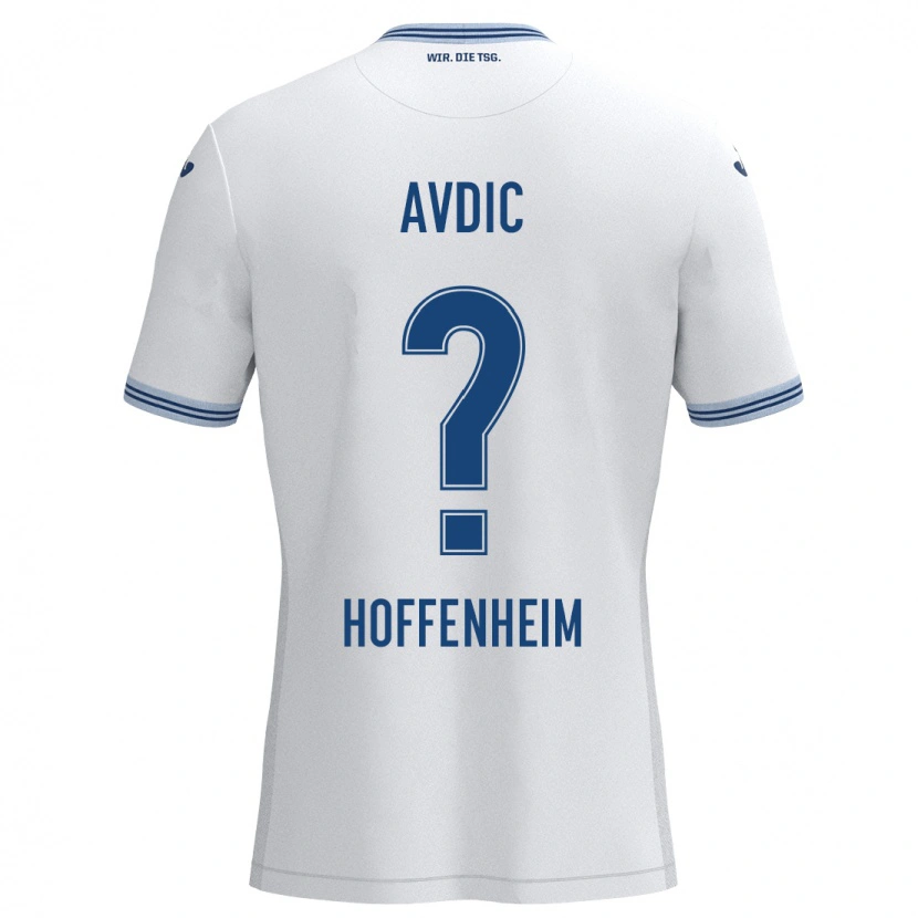Danxen Uomo Maglia Edin Avdic #0 Bianco Blu Kit Gara Away 2024/25 Maglietta