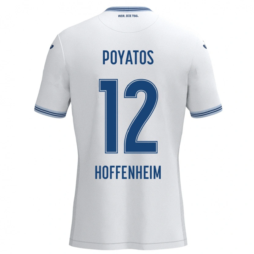 Danxen Uomo Maglia Miguel Poyatos #12 Bianco Blu Kit Gara Away 2024/25 Maglietta