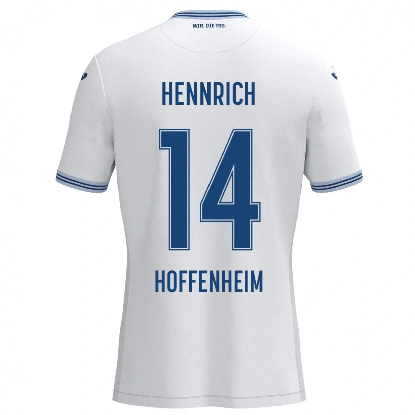 Danxen Uomo Maglia Paul Hennrich #14 Bianco Blu Kit Gara Away 2024/25 Maglietta