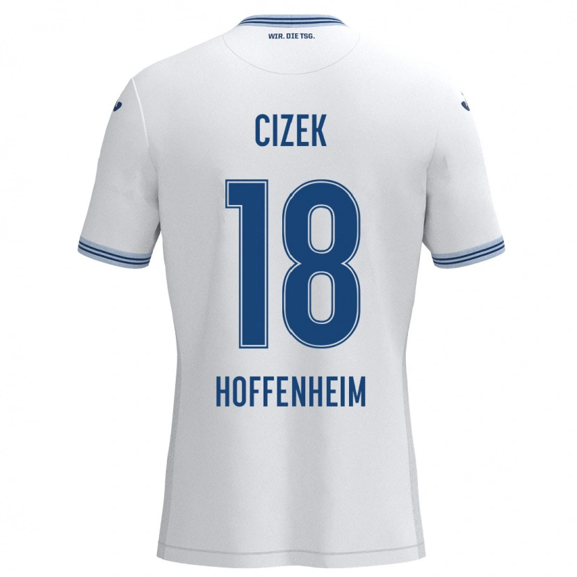 Danxen Uomo Maglia Krystof Cizek #18 Bianco Blu Kit Gara Away 2024/25 Maglietta