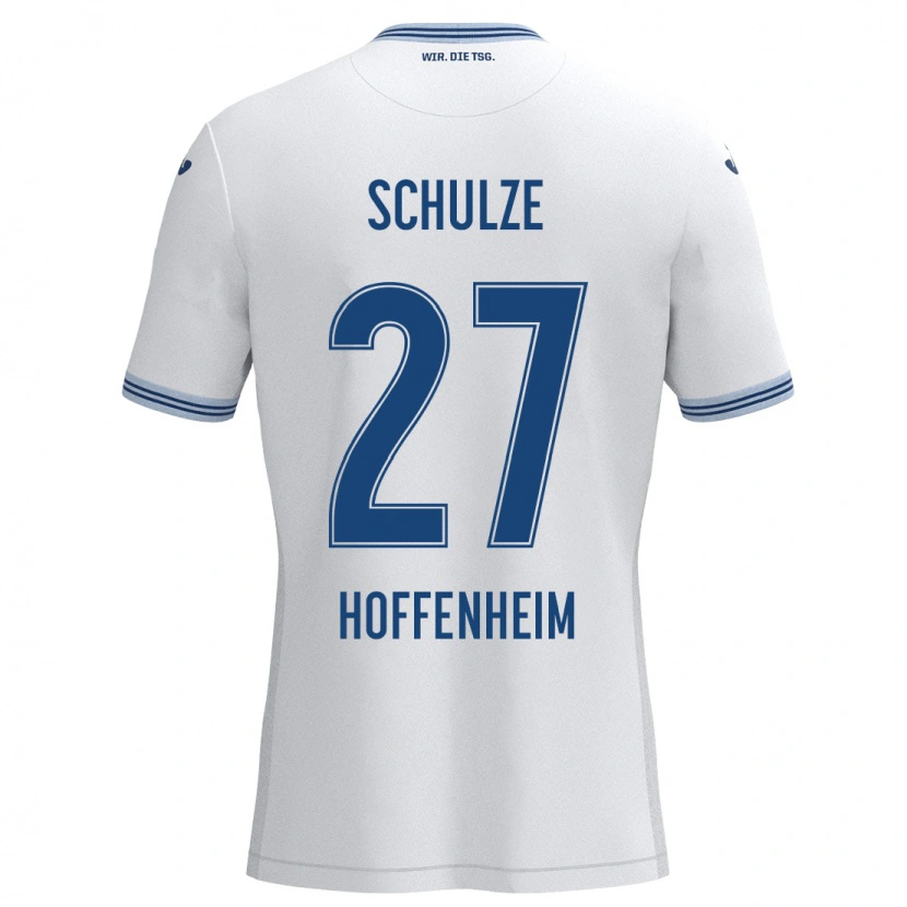 Danxen Uomo Maglia Louis Schulze #27 Bianco Blu Kit Gara Away 2024/25 Maglietta