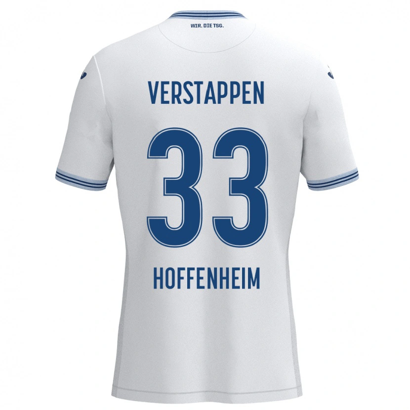 Danxen Uomo Maglia Eric Verstappen #33 Bianco Blu Kit Gara Away 2024/25 Maglietta