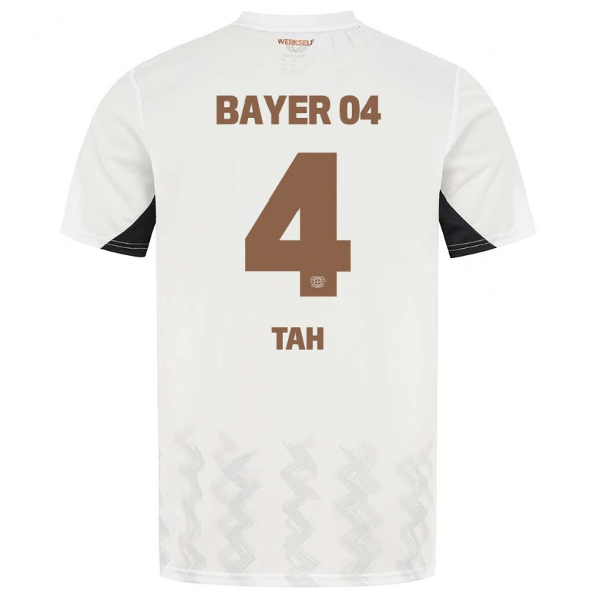Danxen Uomo Maglia Jonathan Tah #4 Bianco Nero Kit Gara Away 2024/25 Maglietta