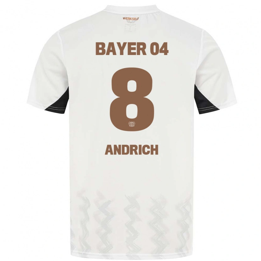 Danxen Uomo Maglia Robert Andrich #8 Bianco Nero Kit Gara Away 2024/25 Maglietta