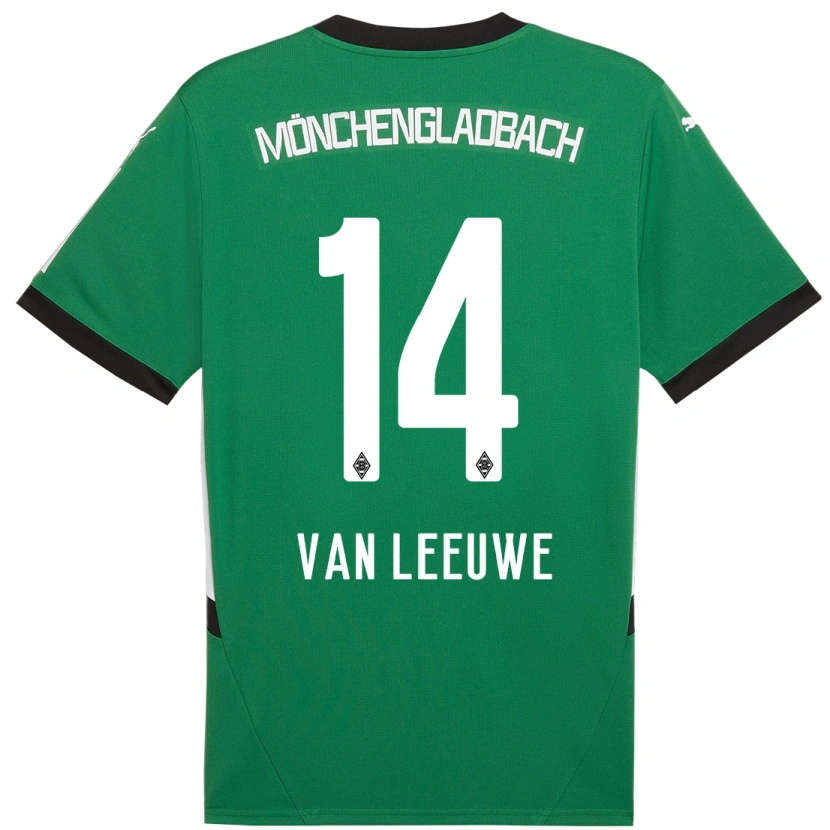 Danxen Uomo Maglia Kyra Van Leeuwe #14 Verde Bianco Kit Gara Away 2024/25 Maglietta