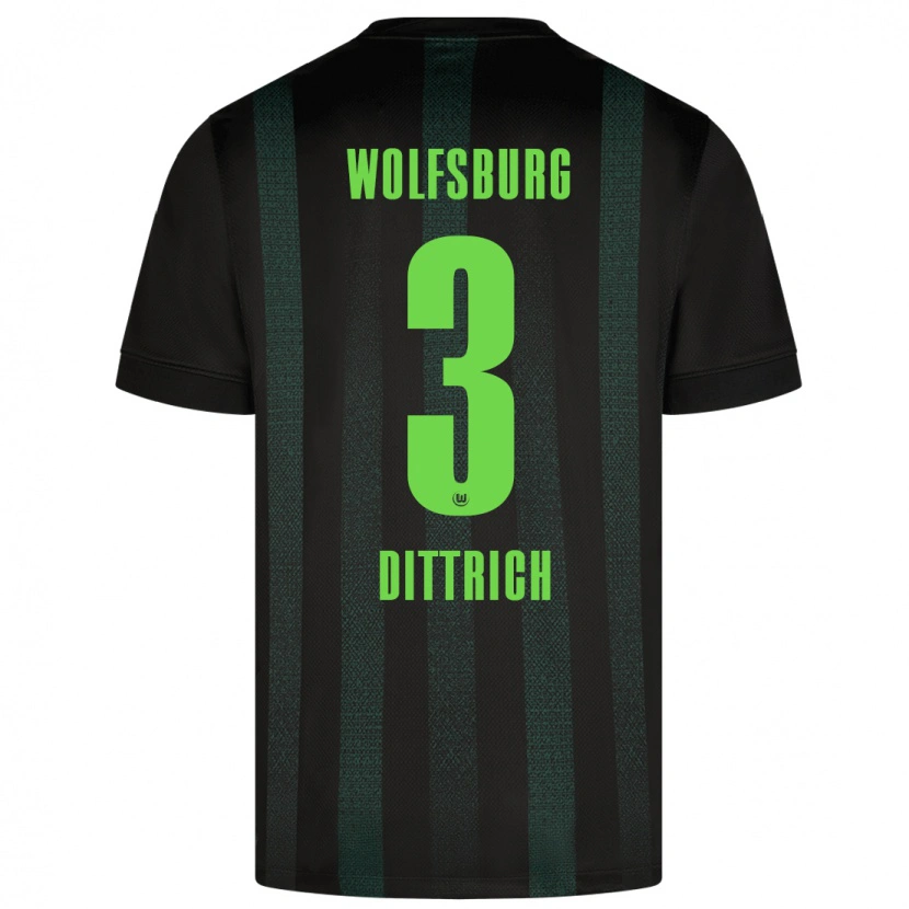 Danxen Uomo Maglia Elia Dittrich #3 Verde Scuro Kit Gara Away 2024/25 Maglietta