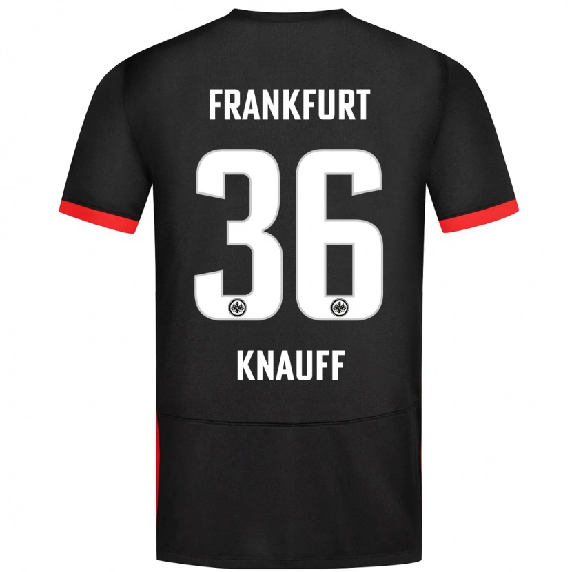 Danxen Uomo Maglia Ansgar Knauff #36 Nero Kit Gara Away 2024/25 Maglietta