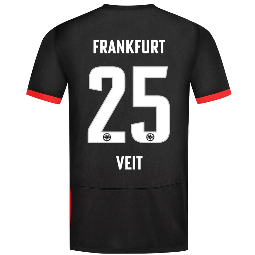 Danxen Uomo Maglia Jella Veit #25 Nero Kit Gara Away 2024/25 Maglietta