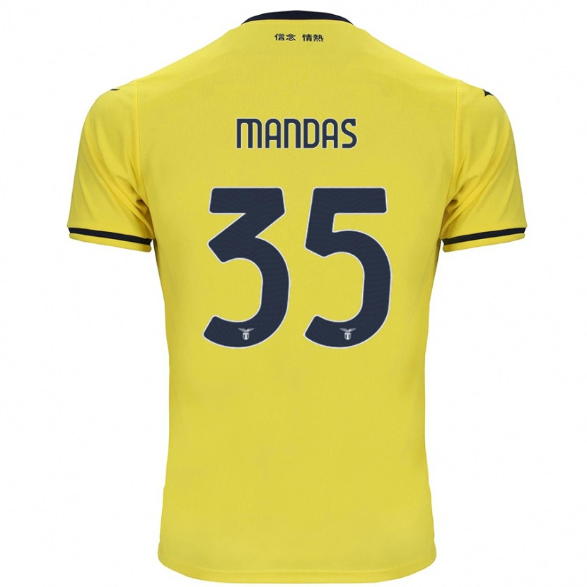 Danxen Uomo Maglia Christos Mandas #35 Giallo Kit Gara Away 2024/25 Maglietta