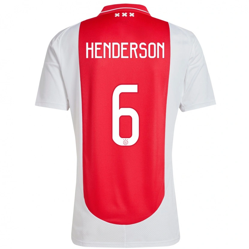 Danxen Donna Maglia Jordan Henderson #6 Rosso Bianco Kit Gara Home 2024/25 Maglietta
