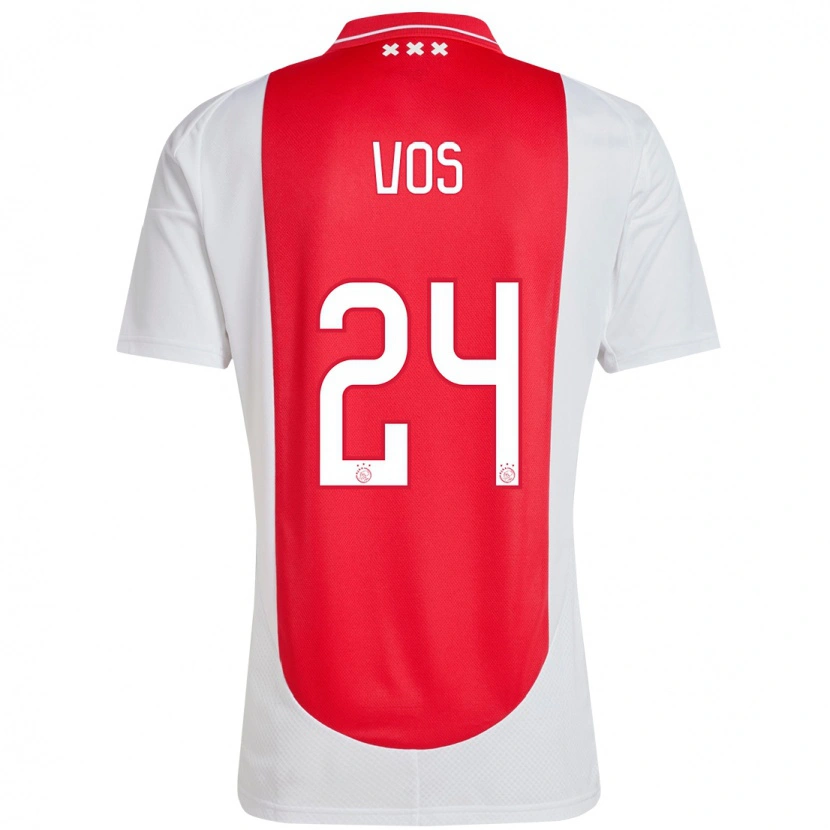 Danxen Donna Maglia Silvano Vos #24 Rosso Bianco Kit Gara Home 2024/25 Maglietta