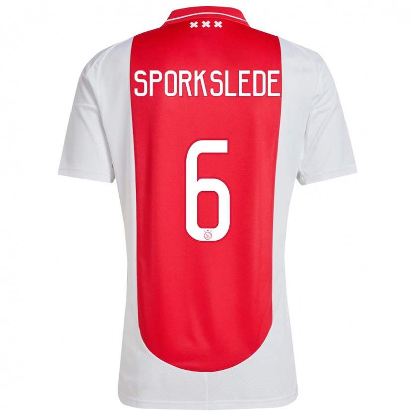 Danxen Donna Maglia Fabian Sporkslede #6 Rosso Bianco Kit Gara Home 2024/25 Maglietta