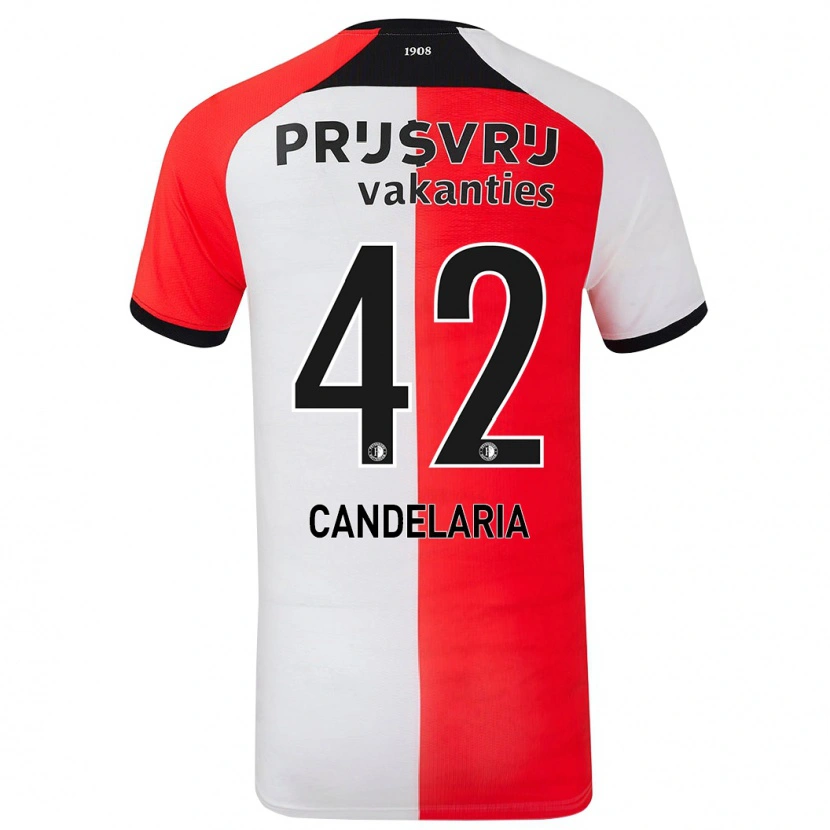 Danxen Donna Maglia Jayden Candelaria #42 Rosso Bianco Kit Gara Home 2024/25 Maglietta