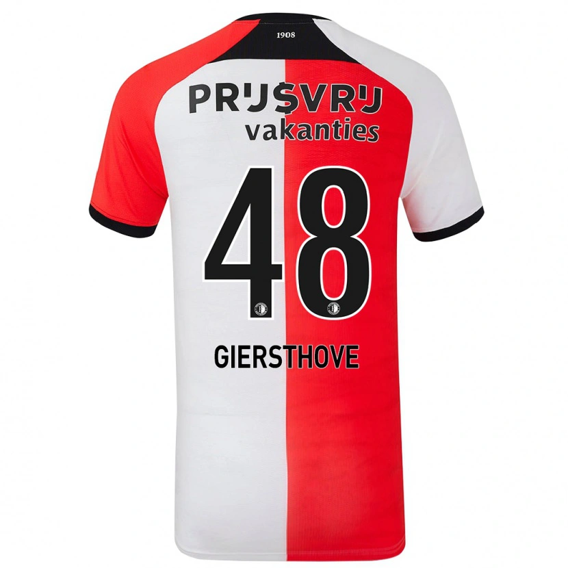 Danxen Donna Maglia Djomar Giersthove #48 Rosso Bianco Kit Gara Home 2024/25 Maglietta