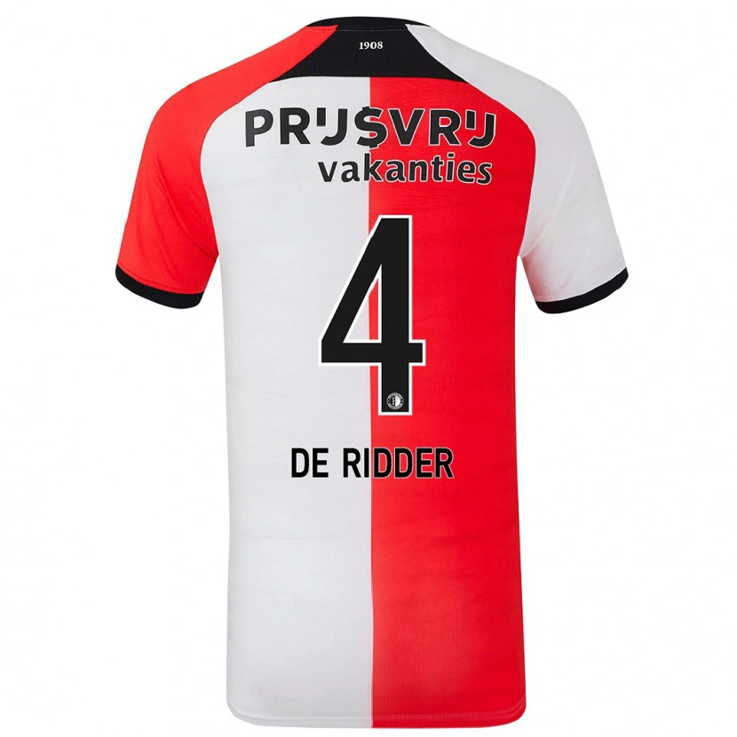 Danxen Donna Maglia Robine De Ridder #4 Rosso Bianco Kit Gara Home 2024/25 Maglietta