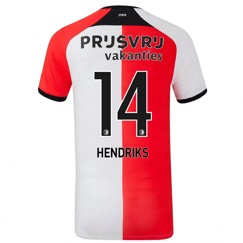 Danxen Donna Maglia Kim Hendriks #14 Rosso Bianco Kit Gara Home 2024/25 Maglietta