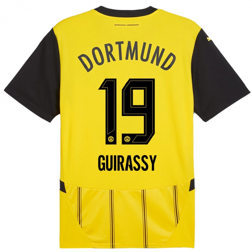 Danxen Donna Maglia Serhou Guirassy #19 Giallo Nero Kit Gara Home 2024/25 Maglietta