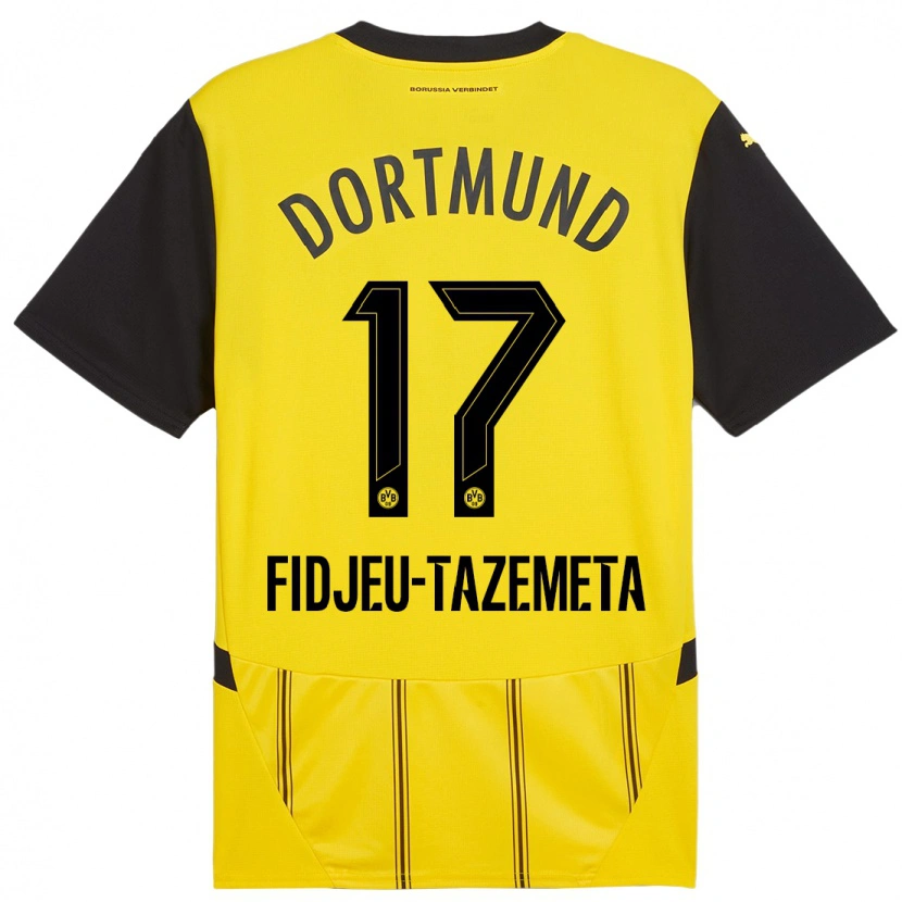 Danxen Donna Maglia Thierry Fidjeu-Tazemeta #17 Giallo Nero Kit Gara Home 2024/25 Maglietta