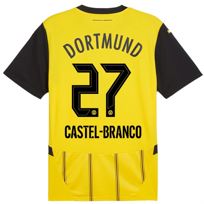Danxen Donna Maglia Diego Castel-Branco #27 Giallo Nero Kit Gara Home 2024/25 Maglietta