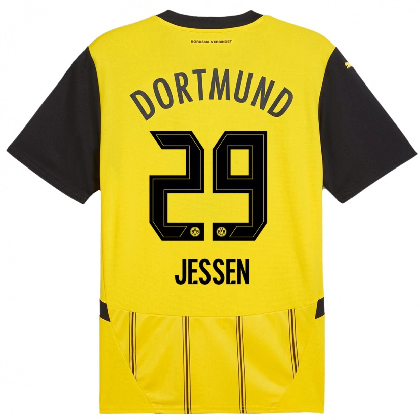 Danxen Donna Maglia Niklas Jessen #29 Giallo Nero Kit Gara Home 2024/25 Maglietta