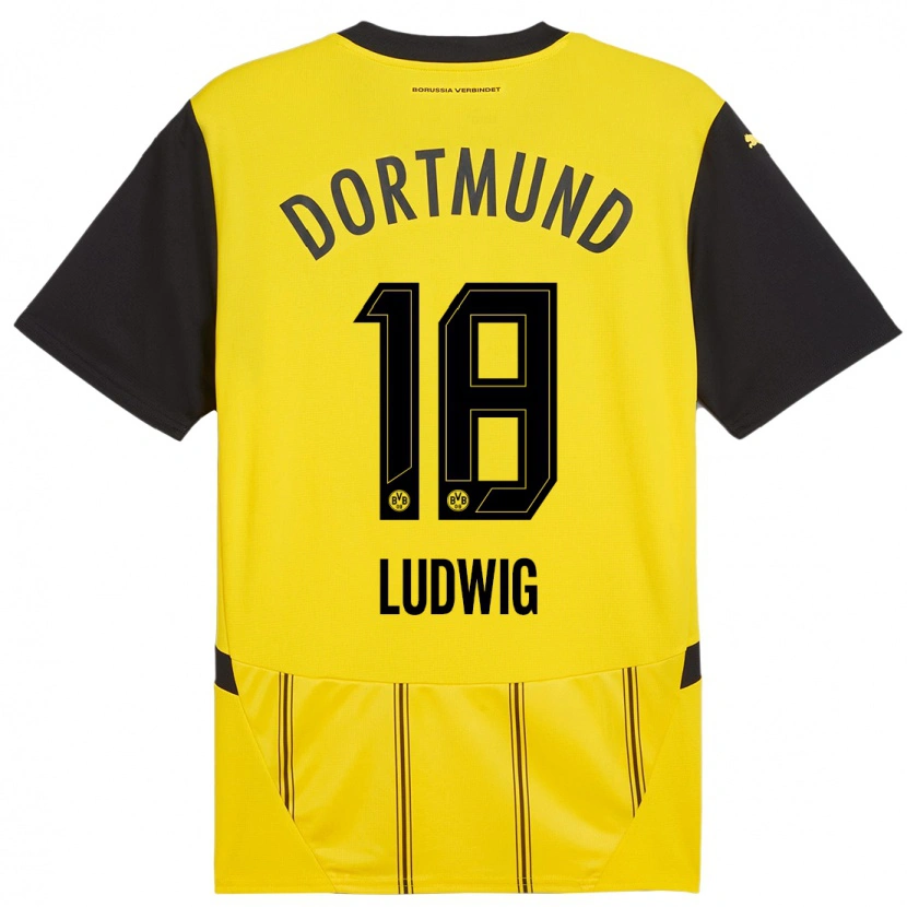 Danxen Donna Maglia Michel Ludwig #18 Giallo Nero Kit Gara Home 2024/25 Maglietta
