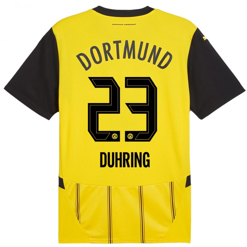 Danxen Donna Maglia Marc Niclas Duhring #23 Giallo Nero Kit Gara Home 2024/25 Maglietta