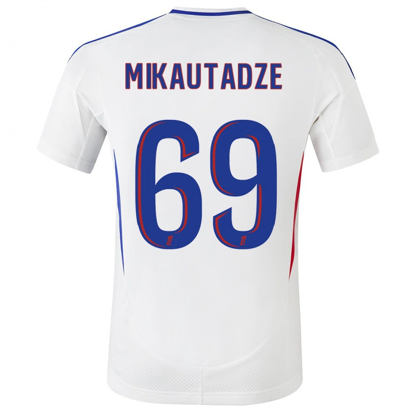 Danxen Donna Maglia Georges Mikautadze #69 Bianco Blu Kit Gara Home 2024/25 Maglietta