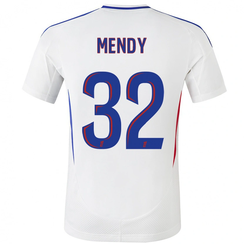 Danxen Donna Maglia Maeline Mendy #32 Bianco Blu Kit Gara Home 2024/25 Maglietta