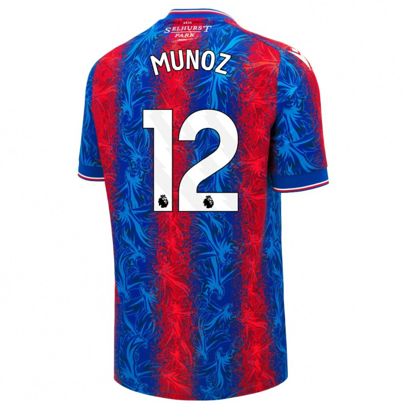 Danxen Donna Maglia Daniel Muñoz #12 Strisce Rosso Blu Kit Gara Home 2024/25 Maglietta