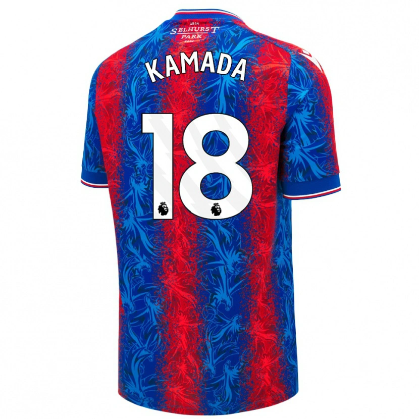 Danxen Donna Maglia Daichi Kamada #18 Strisce Rosso Blu Kit Gara Home 2024/25 Maglietta