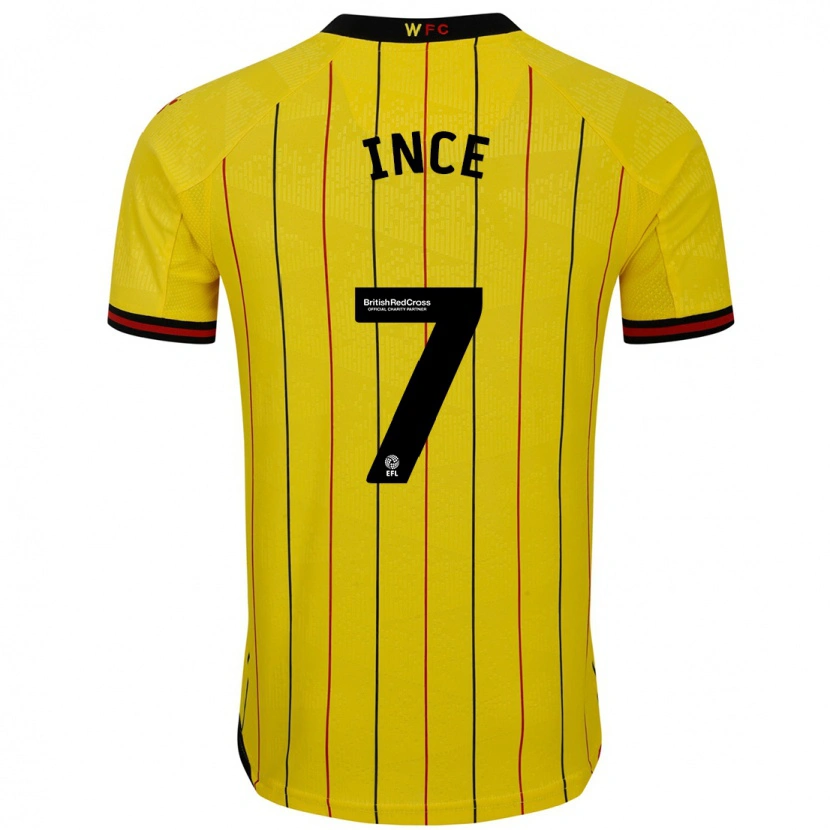 Danxen Donna Maglia Tom Ince #7 Giallo Nero Kit Gara Home 2024/25 Maglietta
