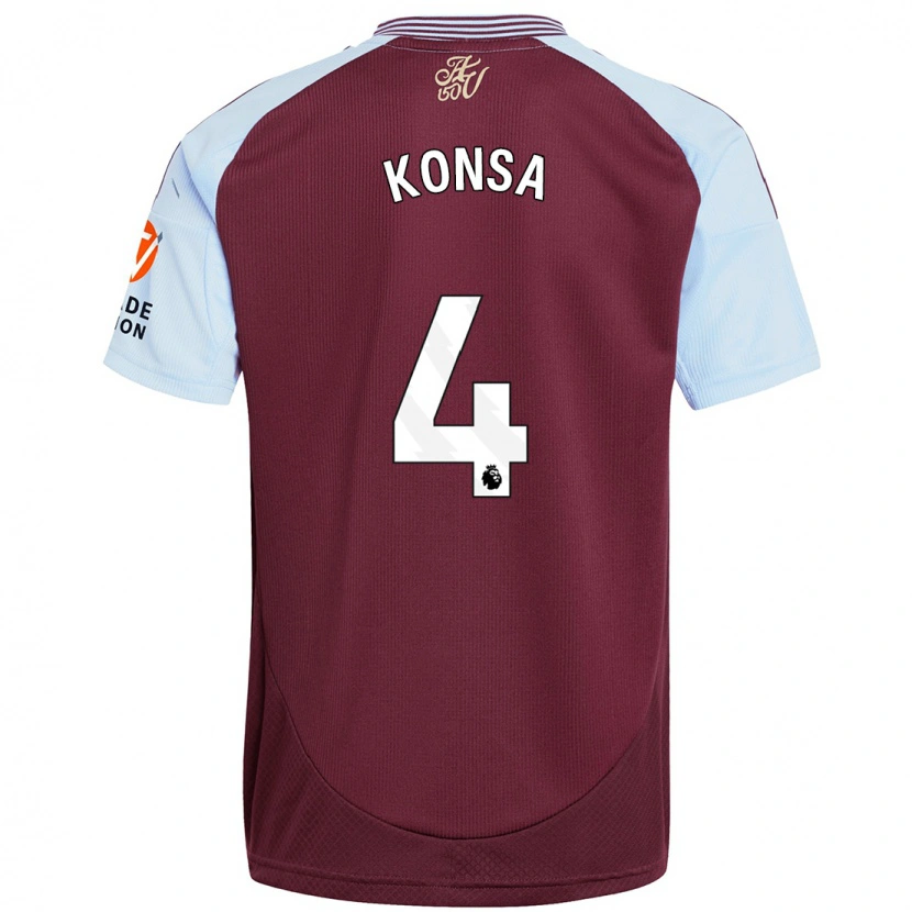 Danxen Donna Maglia Ezri Konsa #4 Borgogna Azzurro Kit Gara Home 2024/25 Maglietta
