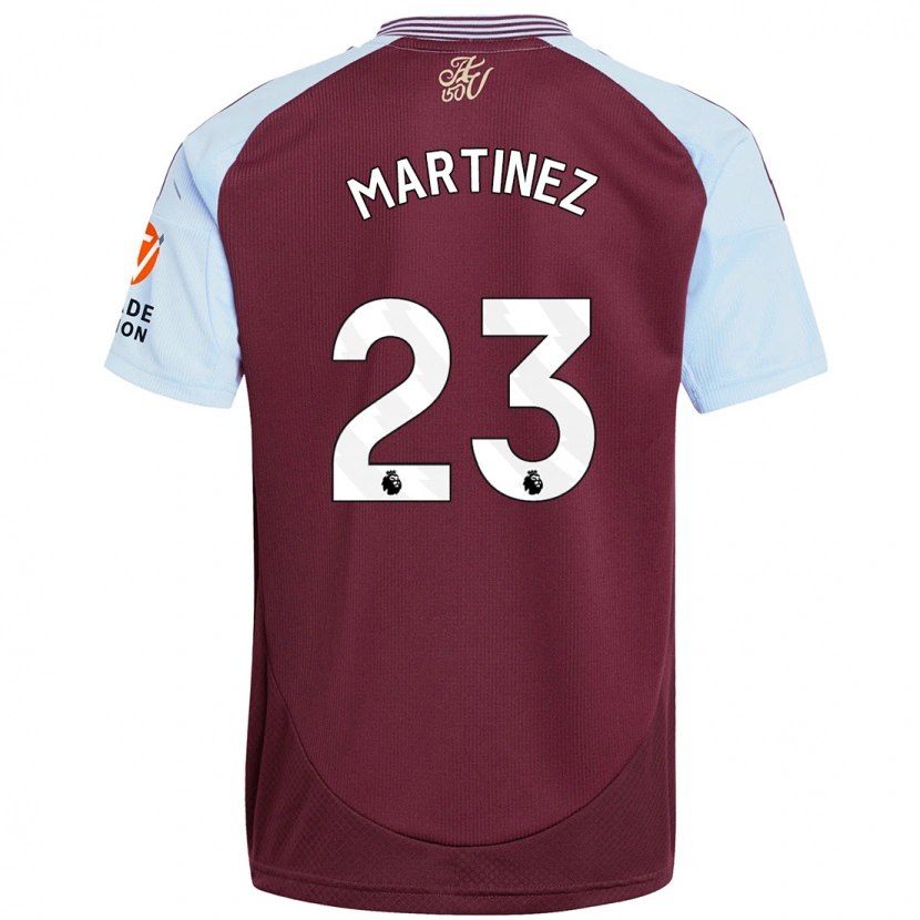Danxen Donna Maglia Emiliano Martínez #23 Borgogna Azzurro Kit Gara Home 2024/25 Maglietta