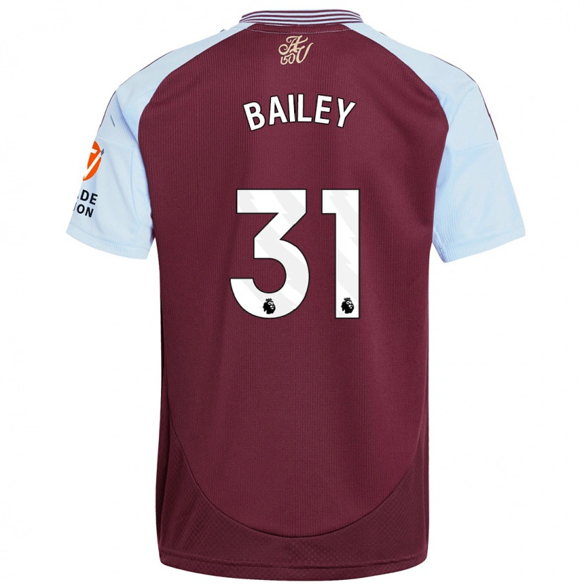 Danxen Donna Maglia Leon Bailey #31 Borgogna Azzurro Kit Gara Home 2024/25 Maglietta