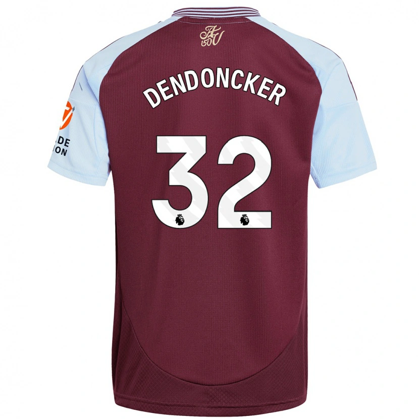 Danxen Donna Maglia Leander Dendoncker #32 Borgogna Azzurro Kit Gara Home 2024/25 Maglietta