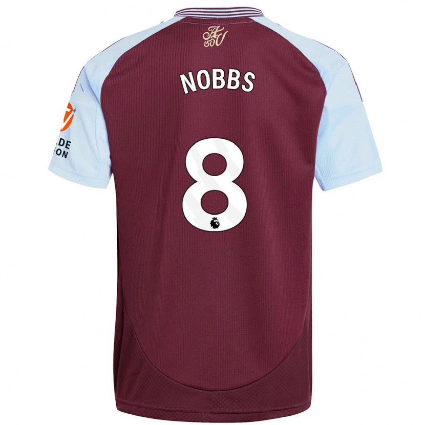 Danxen Donna Maglia Jordan Nobbs #8 Borgogna Azzurro Kit Gara Home 2024/25 Maglietta