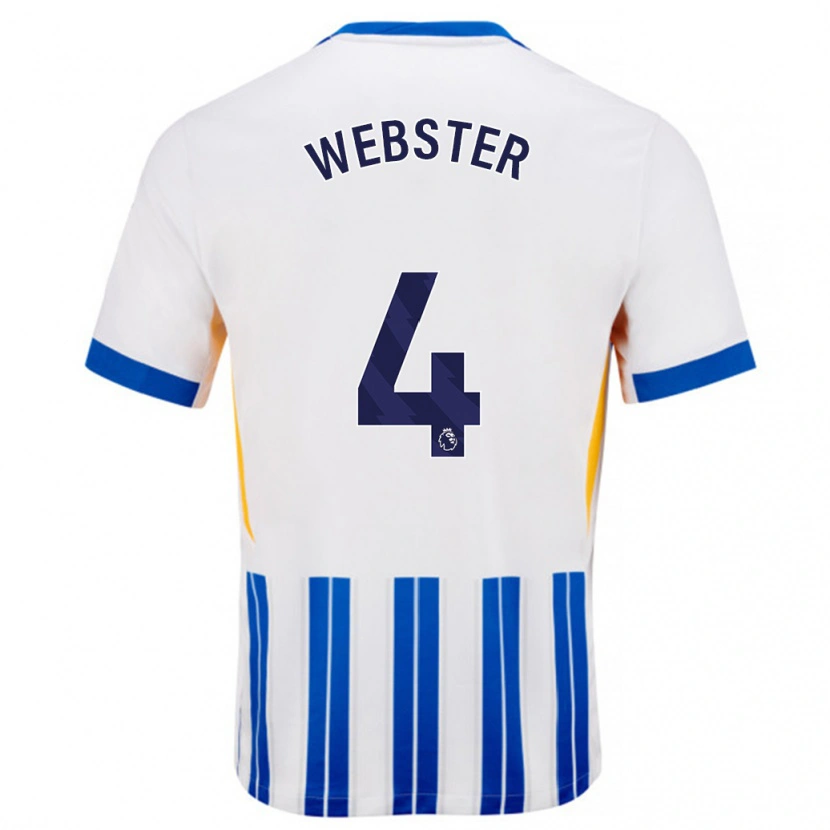 Danxen Donna Maglia Adam Webster #4 Bianco Blu A Righe Kit Gara Home 2024/25 Maglietta