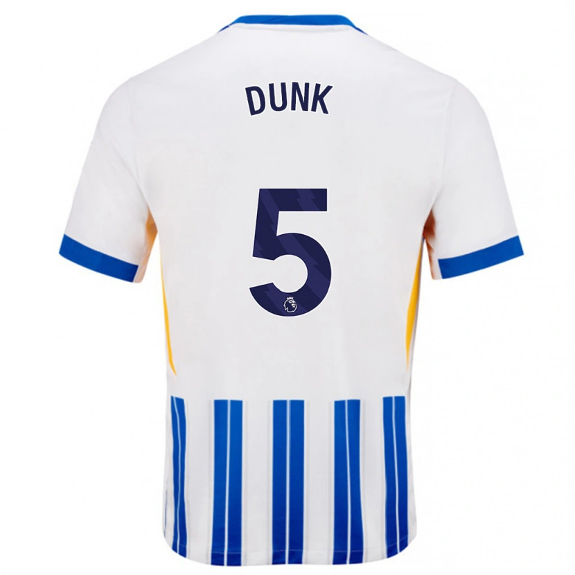 Danxen Donna Maglia Lewis Dunk #5 Bianco Blu A Righe Kit Gara Home 2024/25 Maglietta