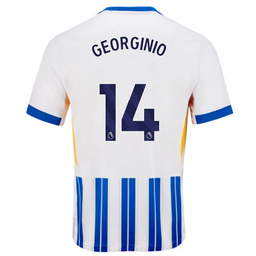 Danxen Donna Maglia Georginio Rutter #14 Bianco Blu A Righe Kit Gara Home 2024/25 Maglietta