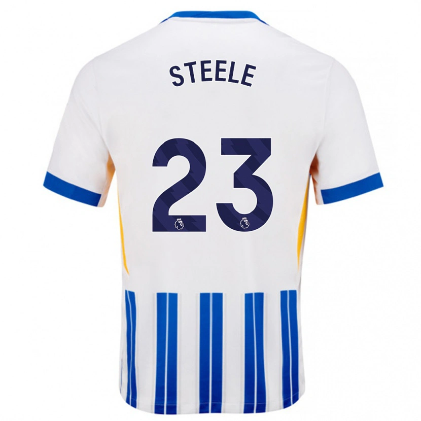 Danxen Donna Maglia Jason Steele #23 Bianco Blu A Righe Kit Gara Home 2024/25 Maglietta
