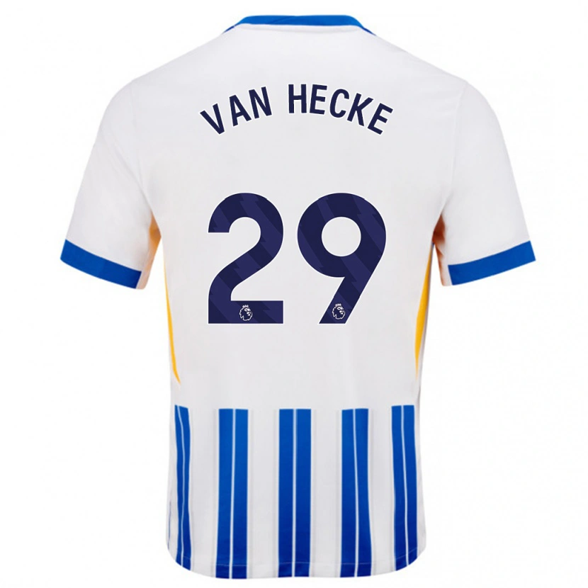 Danxen Donna Maglia Jan Paul Van Hecke #29 Bianco Blu A Righe Kit Gara Home 2024/25 Maglietta