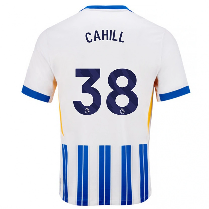 Danxen Donna Maglia Killian Cahill #38 Bianco Blu A Righe Kit Gara Home 2024/25 Maglietta