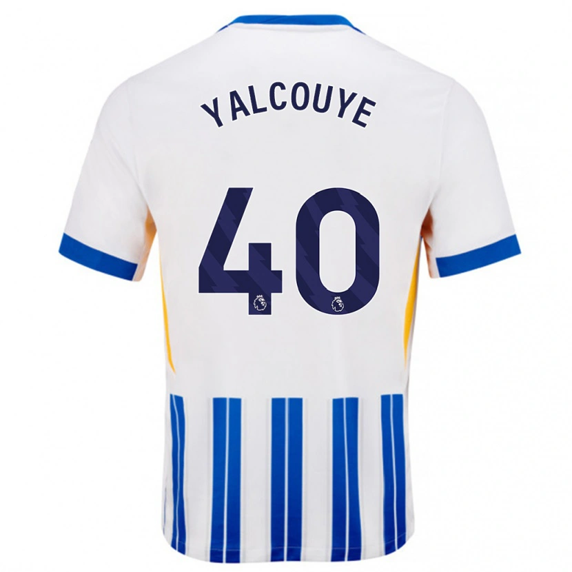 Danxen Donna Maglia Malick Junior Yalcouyé #40 Bianco Blu A Righe Kit Gara Home 2024/25 Maglietta