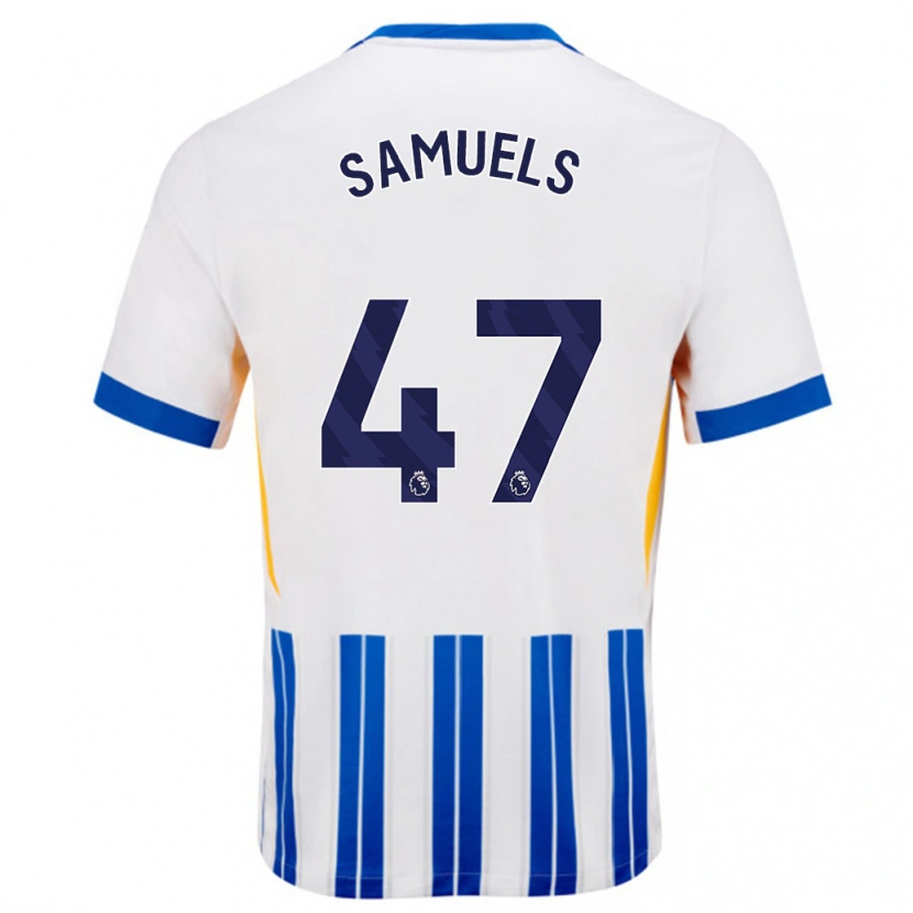 Danxen Donna Maglia Imari Samuels #47 Bianco Blu A Righe Kit Gara Home 2024/25 Maglietta