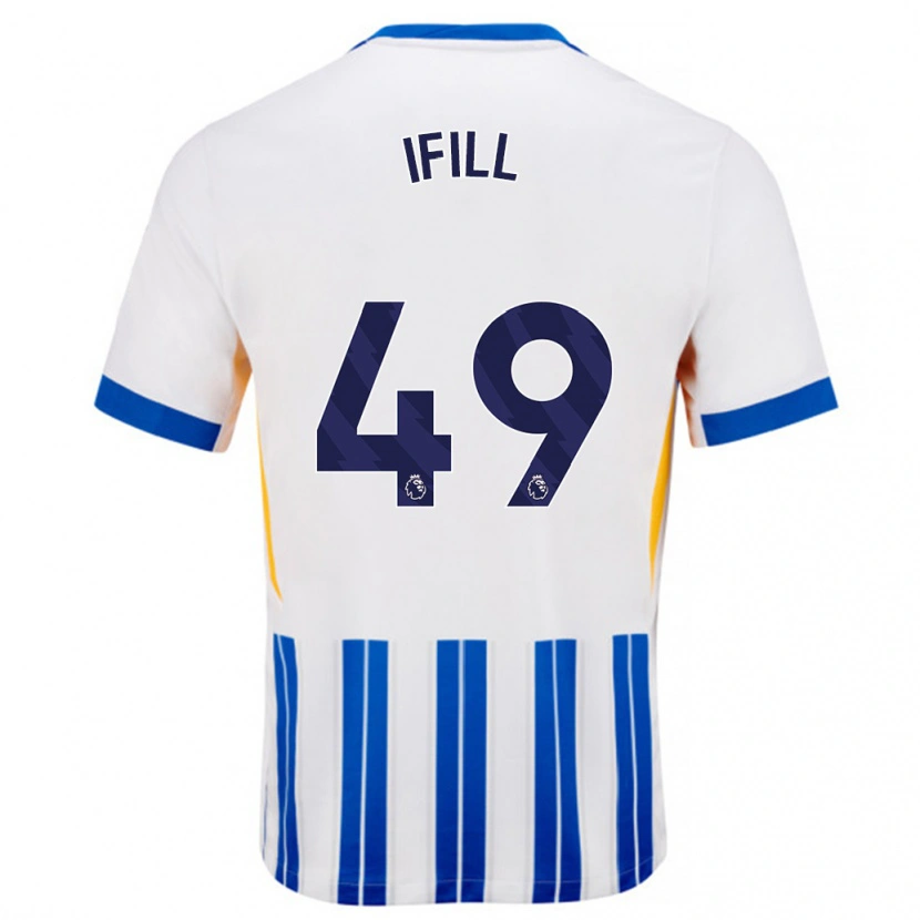 Danxen Donna Maglia Marcus Ifill #49 Bianco Blu A Righe Kit Gara Home 2024/25 Maglietta
